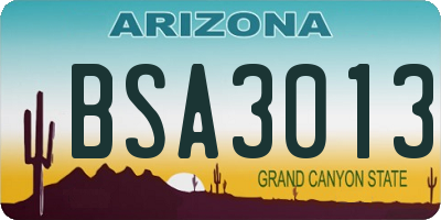 AZ license plate BSA3013