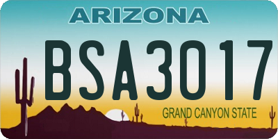 AZ license plate BSA3017