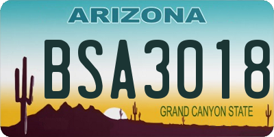 AZ license plate BSA3018