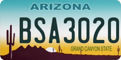 AZ license plate BSA3020