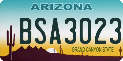 AZ license plate BSA3023