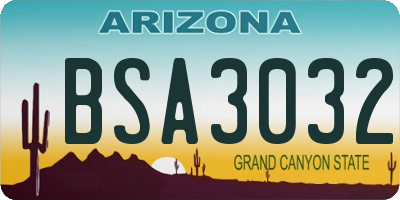 AZ license plate BSA3032