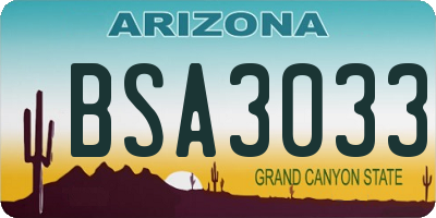 AZ license plate BSA3033