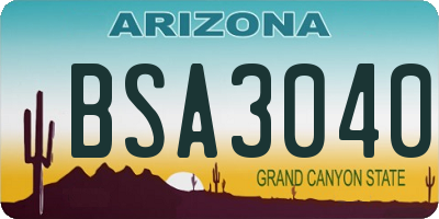 AZ license plate BSA3040