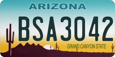 AZ license plate BSA3042