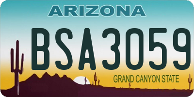 AZ license plate BSA3059