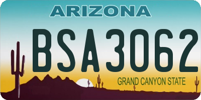 AZ license plate BSA3062