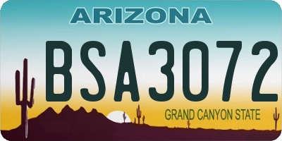 AZ license plate BSA3072