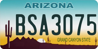 AZ license plate BSA3075