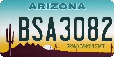 AZ license plate BSA3082