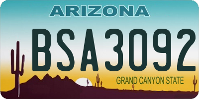 AZ license plate BSA3092