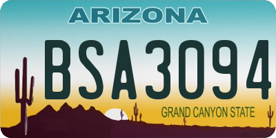 AZ license plate BSA3094