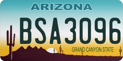 AZ license plate BSA3096