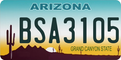 AZ license plate BSA3105