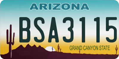 AZ license plate BSA3115