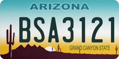 AZ license plate BSA3121