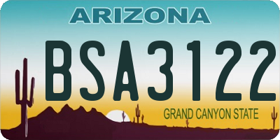 AZ license plate BSA3122