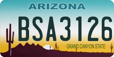 AZ license plate BSA3126