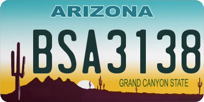 AZ license plate BSA3138