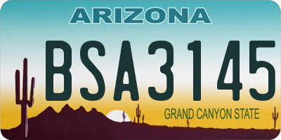 AZ license plate BSA3145