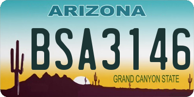 AZ license plate BSA3146