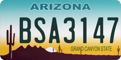 AZ license plate BSA3147