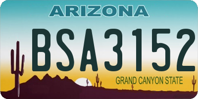 AZ license plate BSA3152