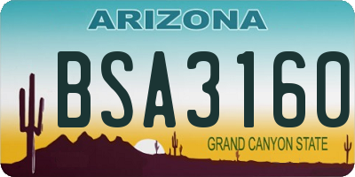 AZ license plate BSA3160