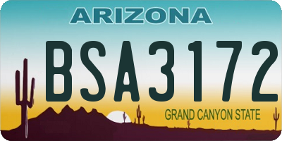 AZ license plate BSA3172