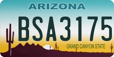 AZ license plate BSA3175