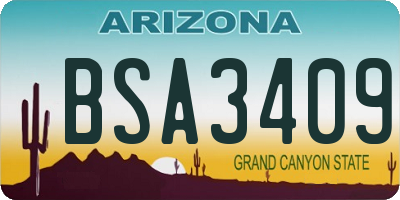 AZ license plate BSA3409