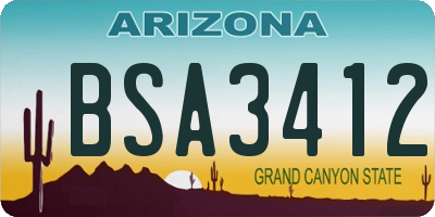 AZ license plate BSA3412