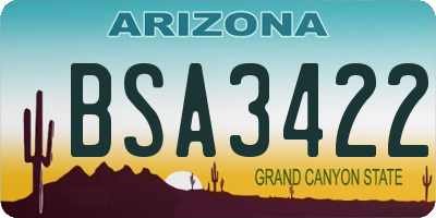AZ license plate BSA3422