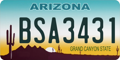 AZ license plate BSA3431