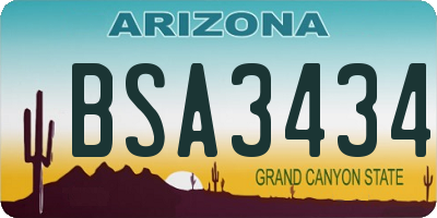 AZ license plate BSA3434