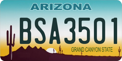 AZ license plate BSA3501