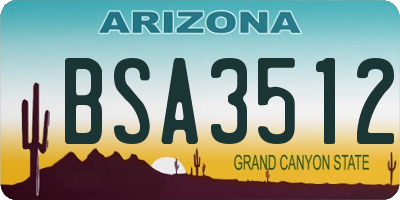 AZ license plate BSA3512