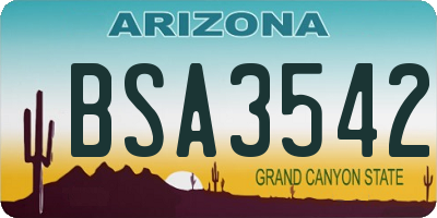 AZ license plate BSA3542