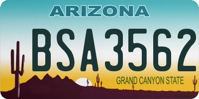 AZ license plate BSA3562