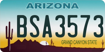 AZ license plate BSA3573