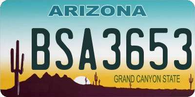 AZ license plate BSA3653