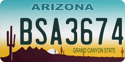 AZ license plate BSA3674