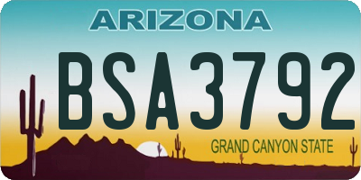 AZ license plate BSA3792