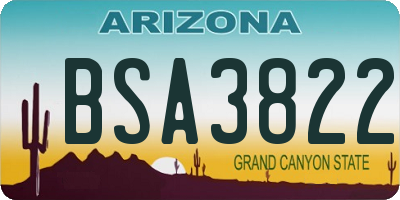 AZ license plate BSA3822