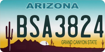 AZ license plate BSA3824