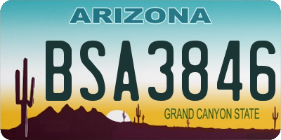 AZ license plate BSA3846
