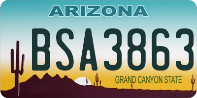 AZ license plate BSA3863