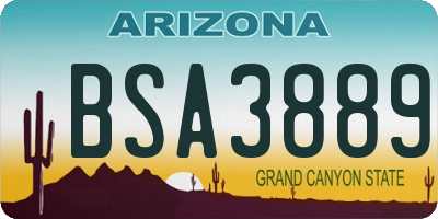 AZ license plate BSA3889