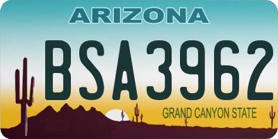 AZ license plate BSA3962