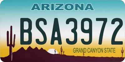 AZ license plate BSA3972